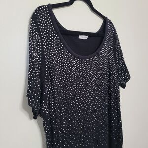 Calvin Klein Women’s 1X Black Rhinestone Embellished Short Sleeve Tee